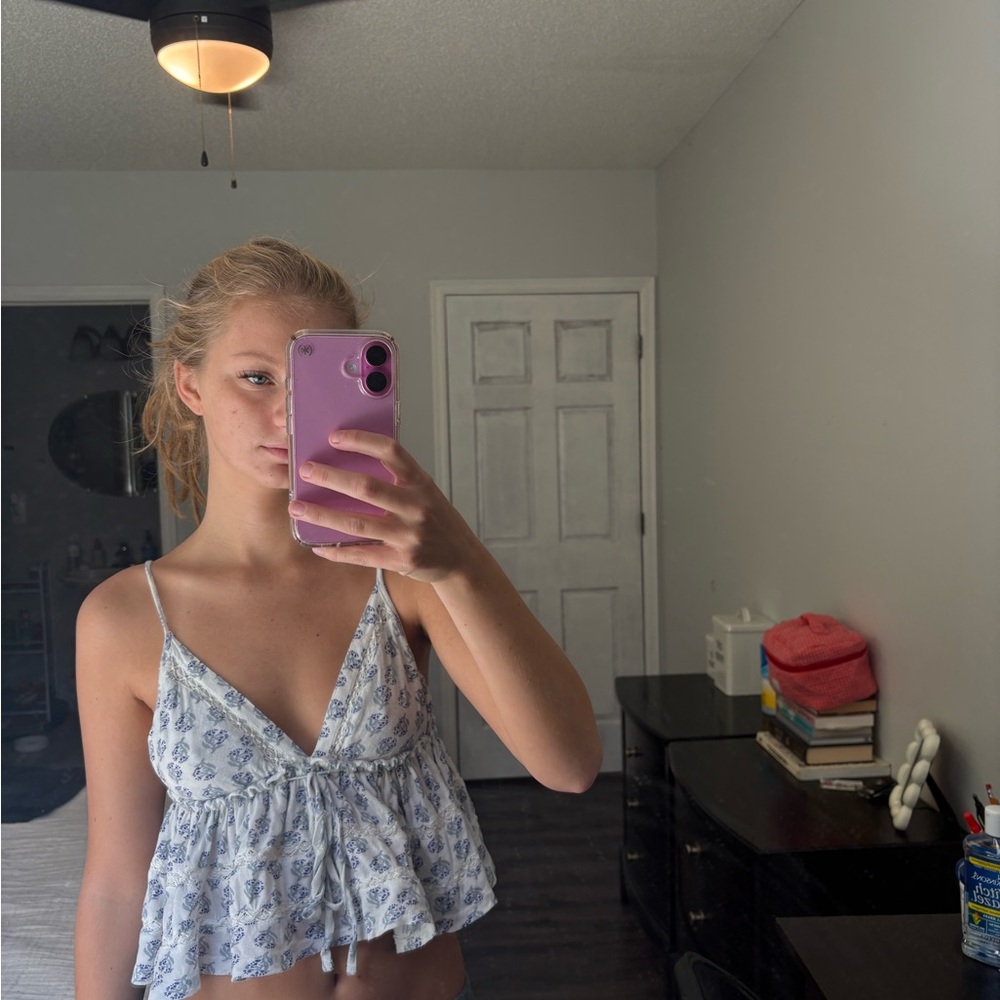 Urban Outfitters Blue and White Floral Camisole